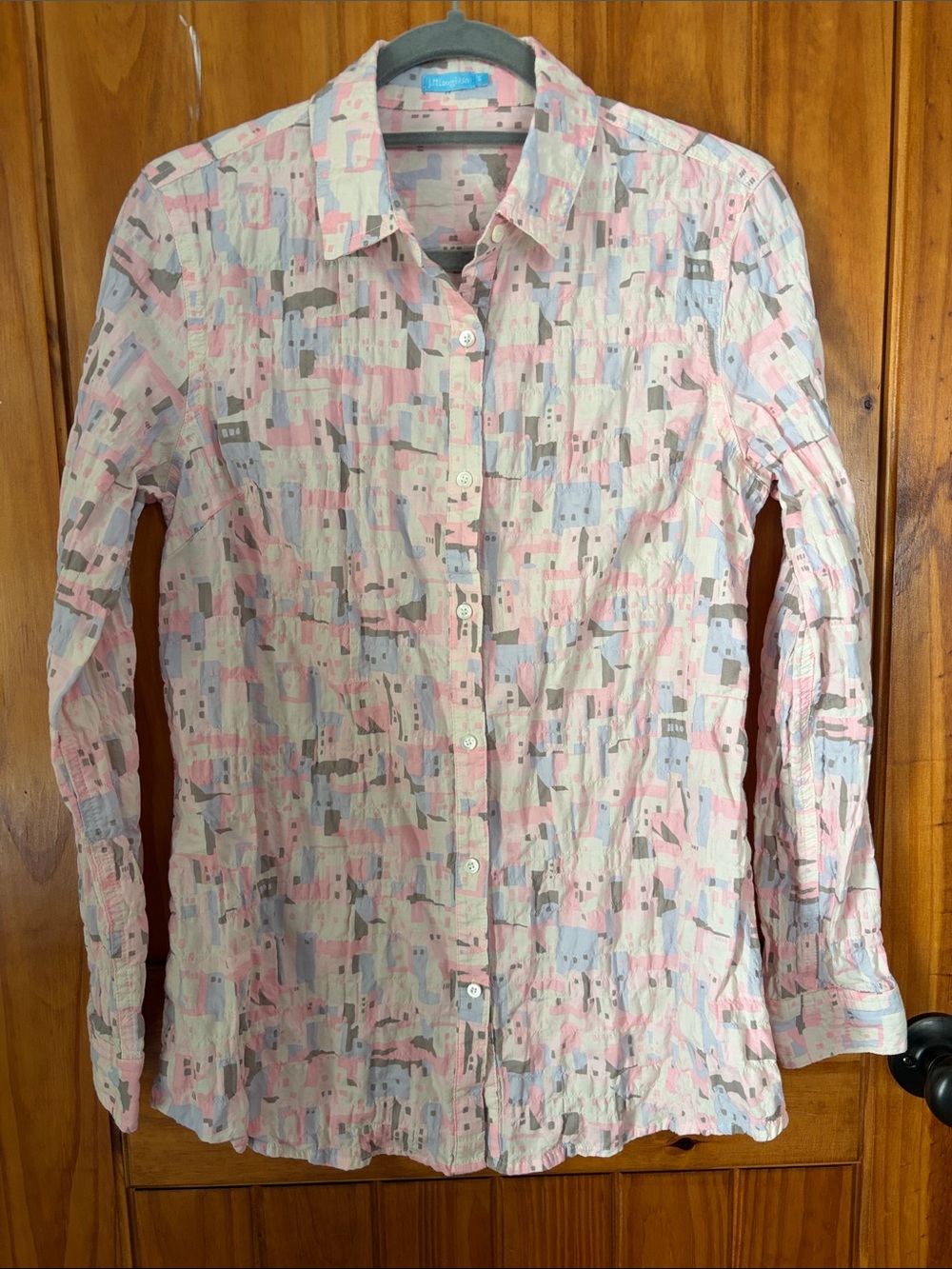 J McLaughlin Lightweight Button-Up top pastel Small Cotton Long Sleeve